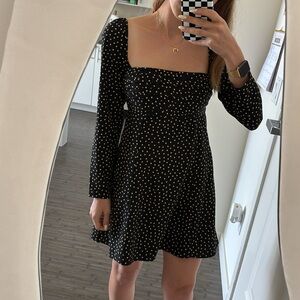 Abercrombie & fitch black polka dot yellow Emerson long sleeve mini dress
